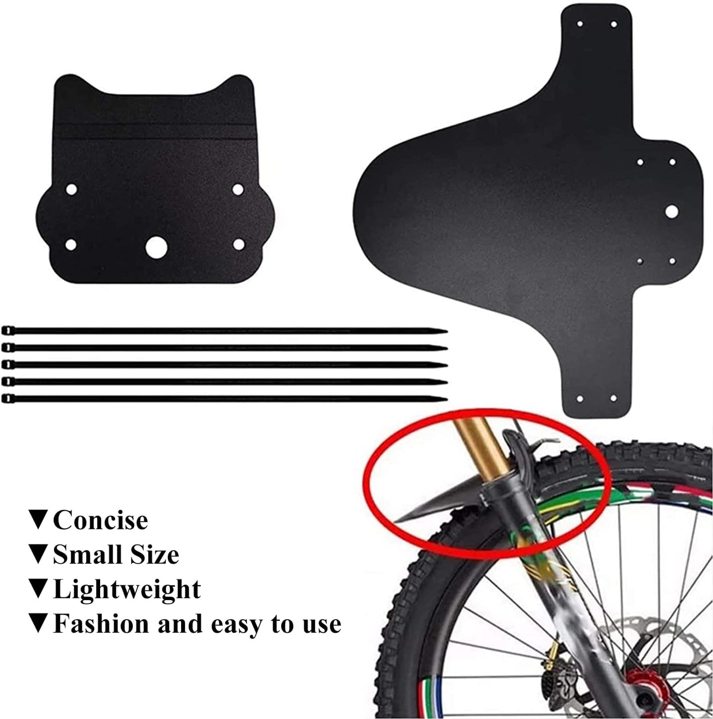 2 PCS Mountain Bike Fender Fits 26"/ 27.5"/ 29" Front and Rear Bicycle Mudguard, Mountain Bike and Fat Bike Wheel Sizes Bicycle Fender, Adjustable MTB Mudguard