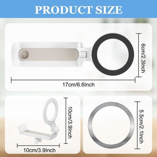 UKEXE Magnetic Phone Holder for Stanley 40oz Quencher H2.0 Tumbler with Handle, Rotatable Water Bottle Stand with MagSafe Phone, Magnetic Ring (Starlight)