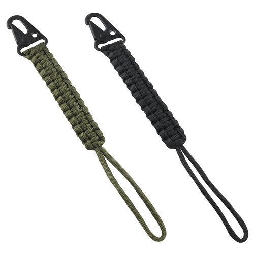 ZZLZX 2PCS Paracord Braided Lanyard 9 inch Backpack Keychain Survival Belt Climbing Lanyard Suitable for Camping Fishing Hunting Outdoors (Black Military Green)
