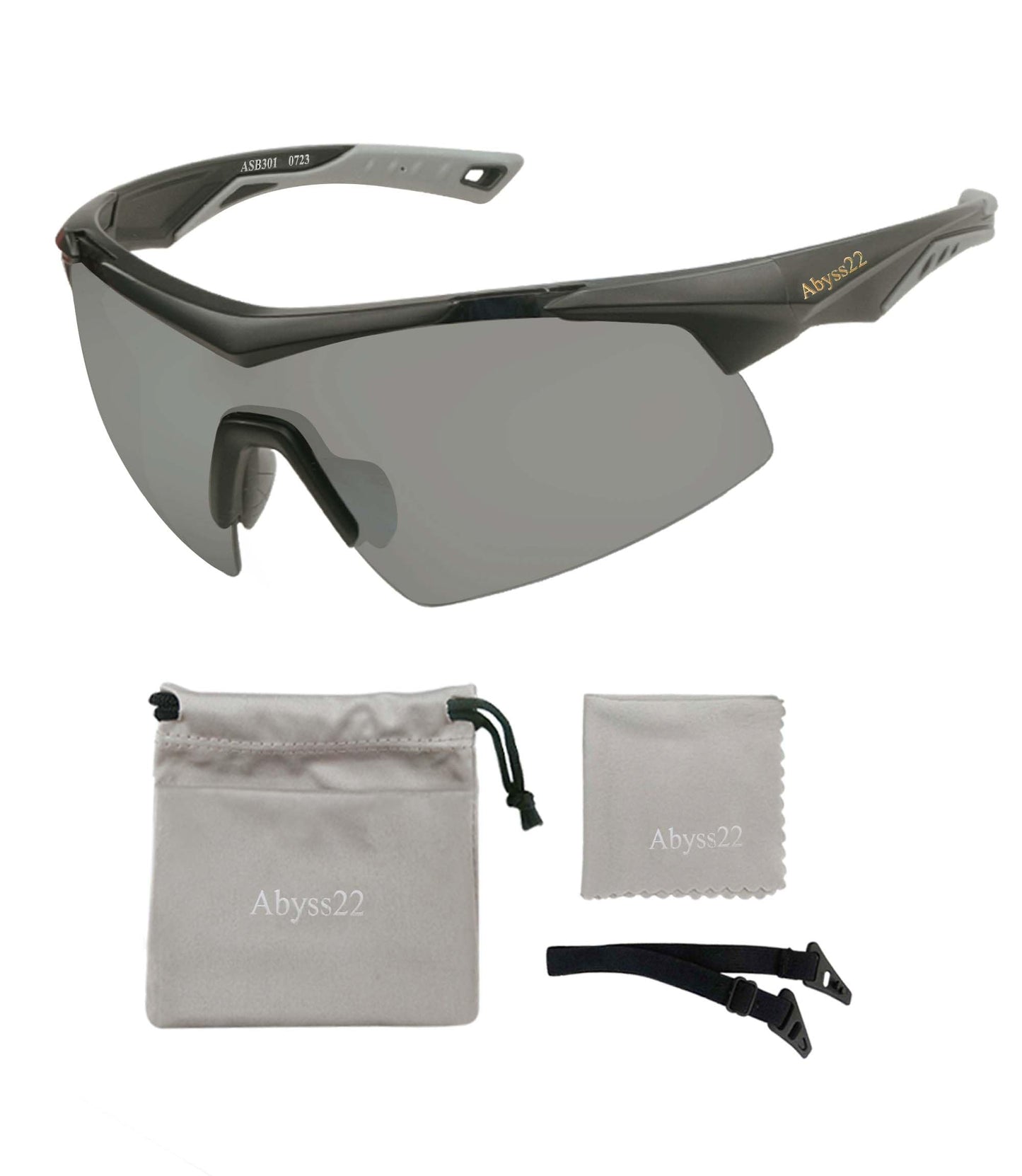 Abyss22 Sport Sunglasses for Men/Women, Wraparound TR90 Frame, Adjustable Nose Pad, For Cycling Running Golfing Outdoor Sports (Matte Black)