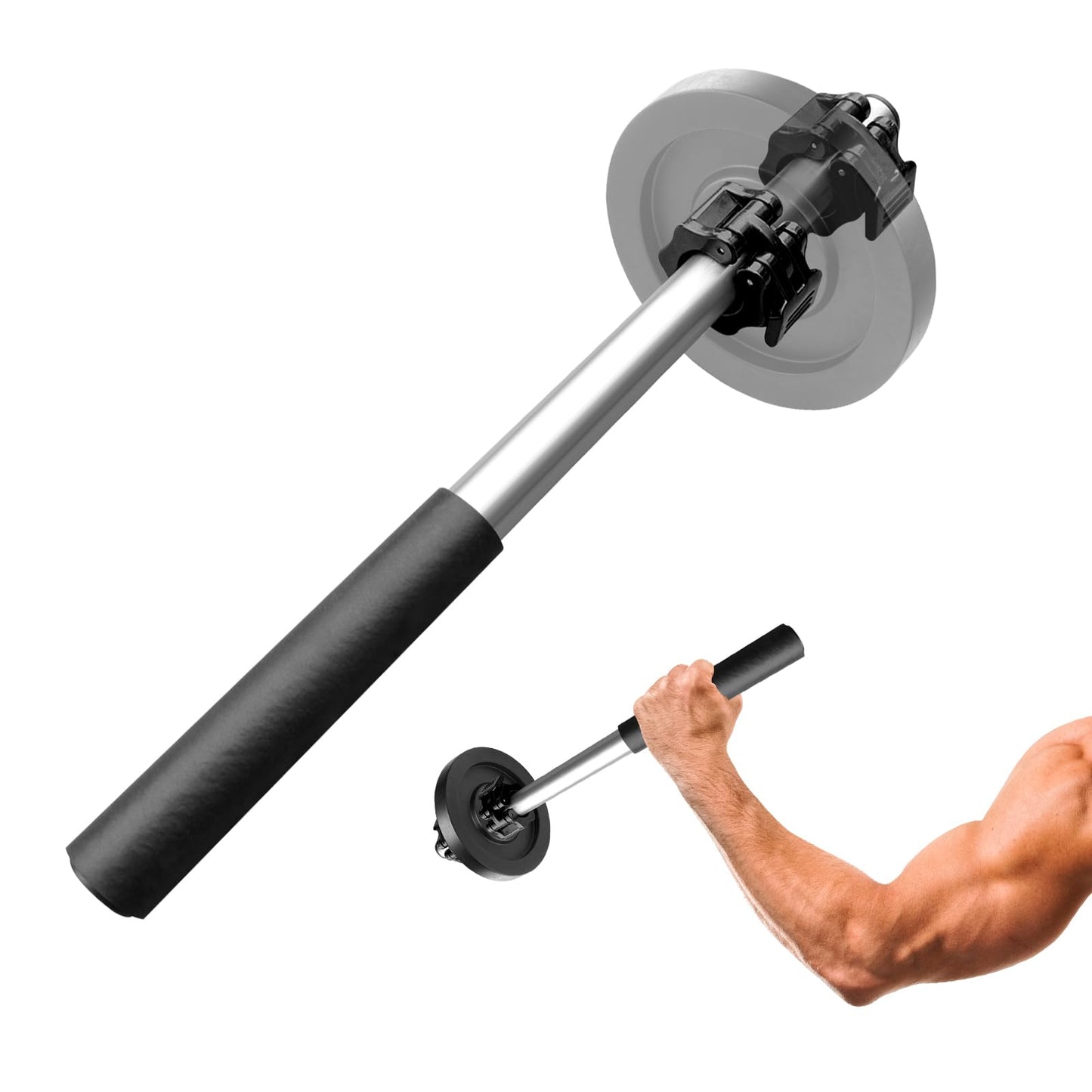 Fancyes Dumbbell Bar Handle with Lock, Adjustable Forearm Wrist Exerciser, Hand Developer Grip Strength Trainer, Fitness Equipment for Lateral Forearm/Wrist Rotation Exerciser/Forearm Trainer