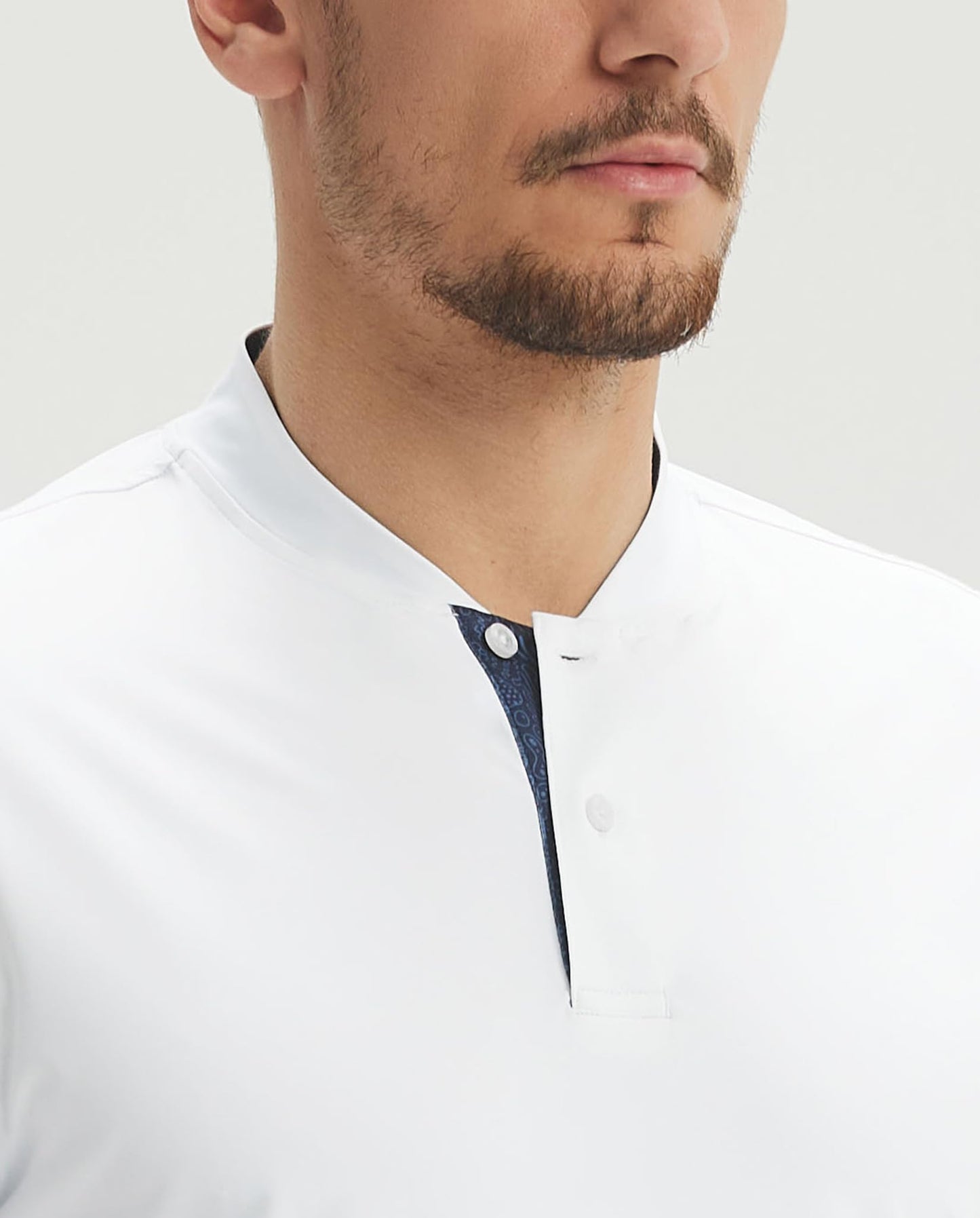 M MAELREG Henley Shirts for Men Lightweight Dry Fit Breathable Performance Athletic Collarless Mens Golf Shirt White