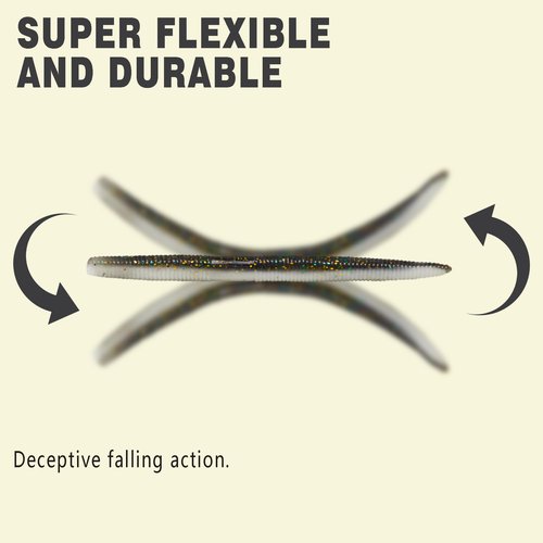 Senko Worms for Bass Fishing, 4.1'' Wacky Worms, Reaction Lure, 50PCS Soft Plastic Bait for Ned rig, Fishing Lure Kit for Freshwater Bass