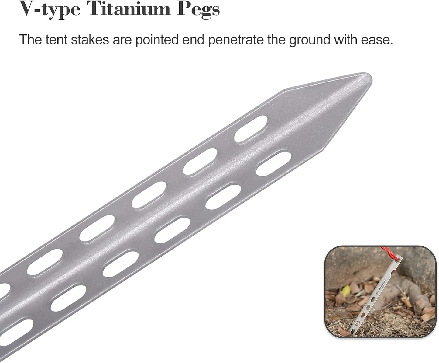 iBasingo 6pieces/Lot Ultralight Titanium Tent Pegs Outdoor Camping Tent Stakes for Sand Heavy Duty Portable Tent Nail for Garden Picnic A-Ti4008P