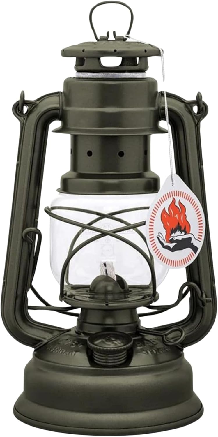 Outdoor Kerosene Fuel Lantern, German Made Weather Resistant Baby Special 276 Galvanized Hurricane Lamp for Camping or Patio, 10 Inches, Bronze