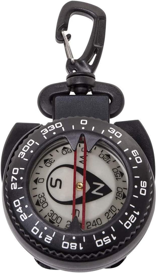Trident Retractor Compass with Gate snap, Waterproof Oil Filled Compass for Scuba, Camping, Kayaking and Outdoor Sports