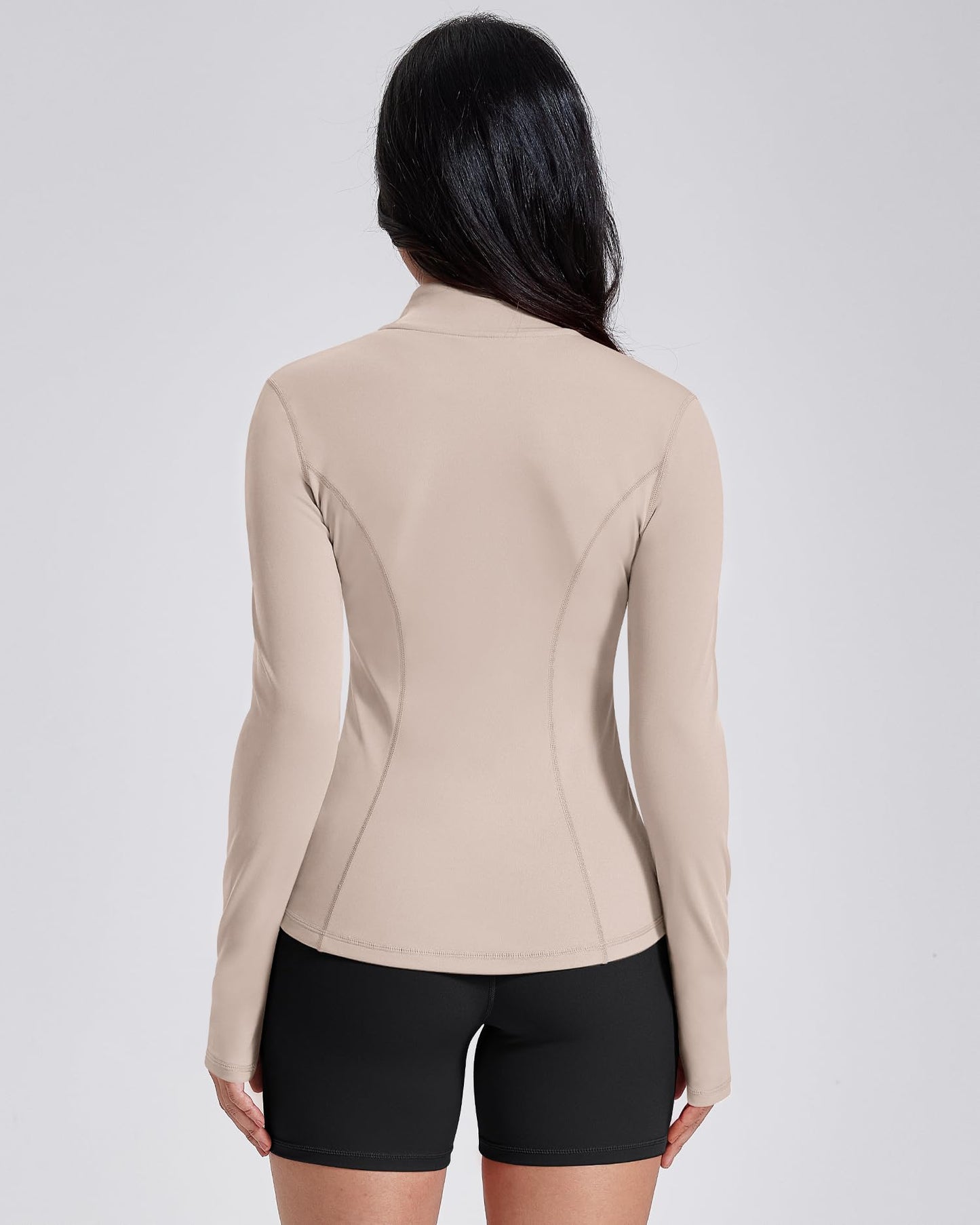 AVGO Womens Workout Jackets Lightweight Athletic Zip Up Jacket Slim Fit Running Gym Top with Pockets & Thumb Holes