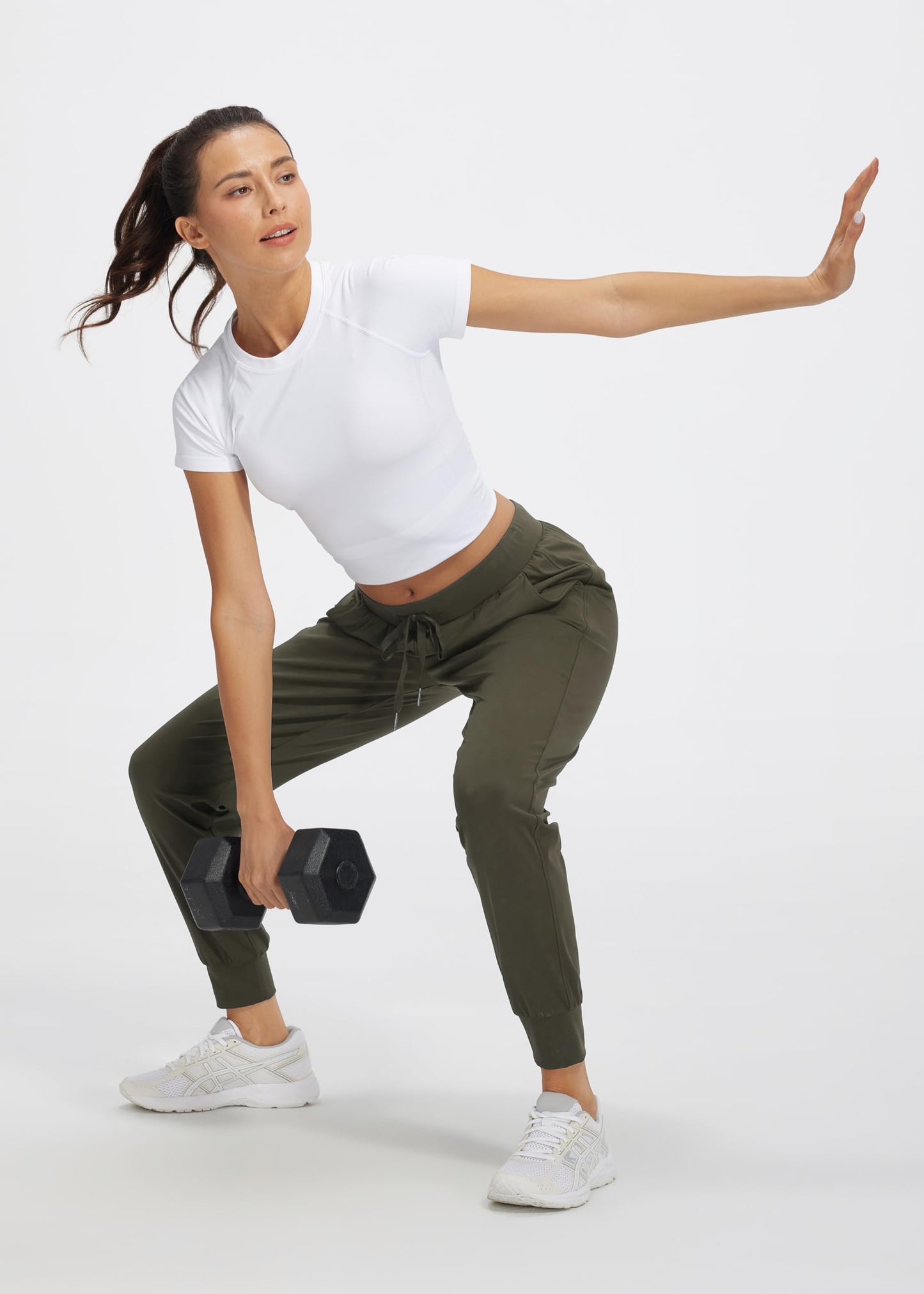 Libin Joggers for Women Petite/Regular/Tall Dance Sweatpants Athletic Workout Tapered Lounge Casual Teacher Pants for Running Yoga Cloths, Olive Green L