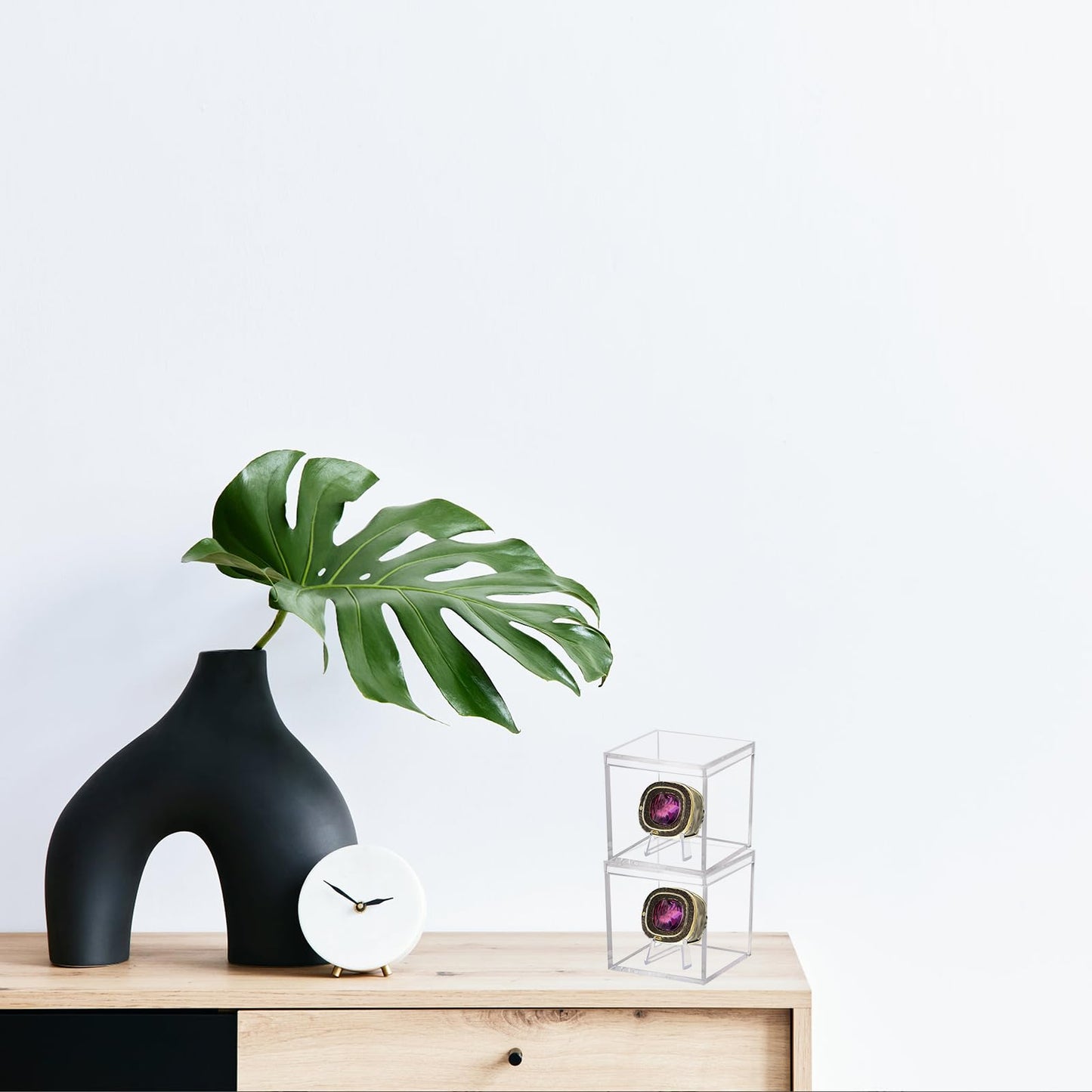 8 PCS Championship Ring Display Case Clear Plastic Small Showcase with Mini Card Stand Holder Single Ring Display Stand Holder Square Storage Box for Jewelry Sport Candy, 2.2 Inch