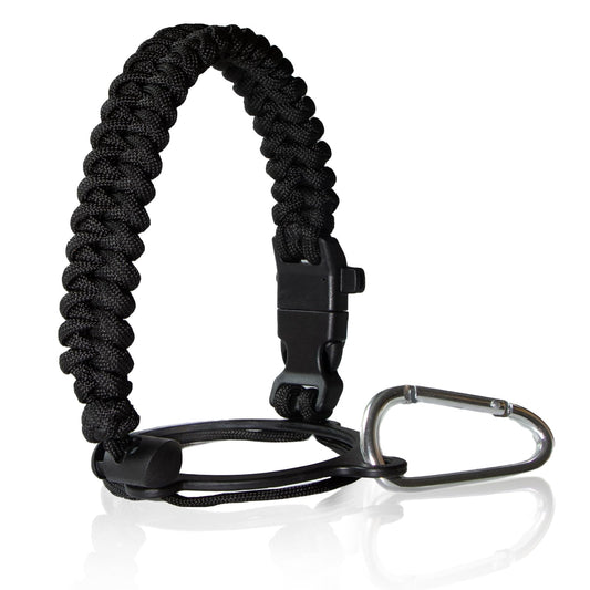 RAYMYLO Water Bottle Handle for Wide Mouth Water Jug, Paracord Handle Strap Carrier for 32 40 64 128 oz Bottle, Hydro Water Flask Accessories for Hiking with Safety Ring Carabiner & Compass Whistle