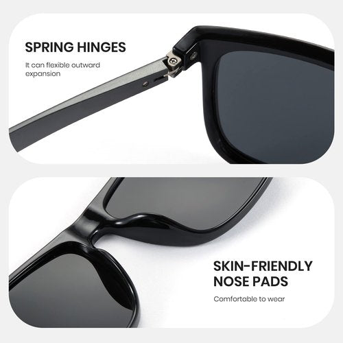 Cyxus Polarized Sunglasses Men Spring Hinges Metal Frame UV400 Protection Square Sun Glasses 1074