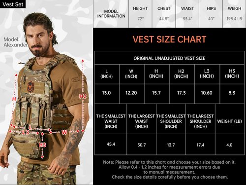 Tuxapo Tactical Molle Vest for Big Men with Quick Release Front Pouch Set Heavy-Duty Detachable and Reassembleable