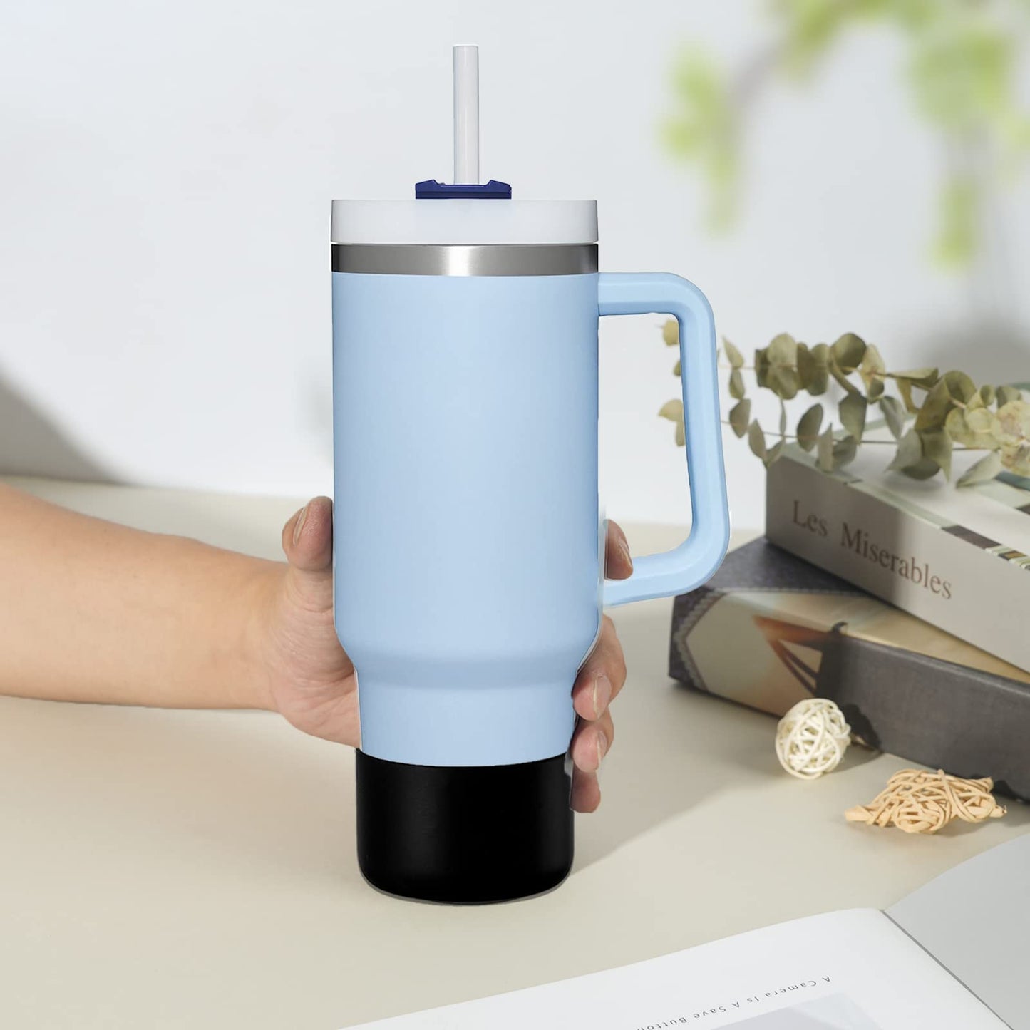 Greant 2 PCS Protective Water Bottle Boot Compatible with Stanley Quencher Adventure 30oz, Anti-Slip Silicone Boot Compatible with Stanley 40 oz Quencher (Blue)