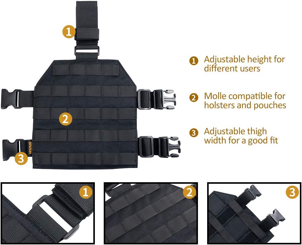 EXCELLENT ELITE SPANKER Tactical MOLLE Drop Leg Platform Universal Drop Leg Panel with Adjustable Belt & Thigh Straps