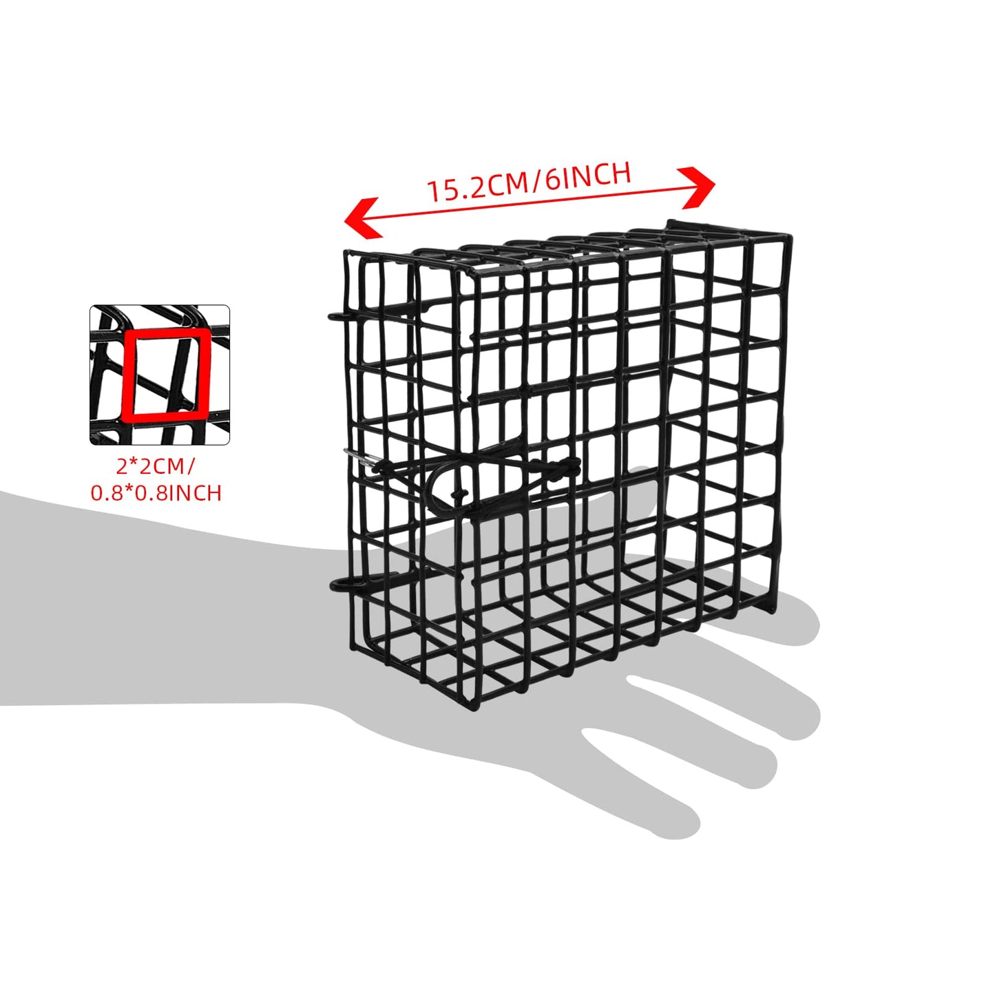 A1FISHER 3Packs Vinyl-Coated Wire Crab Bait Cages for Crab Pot, 6"x6"x3" Black