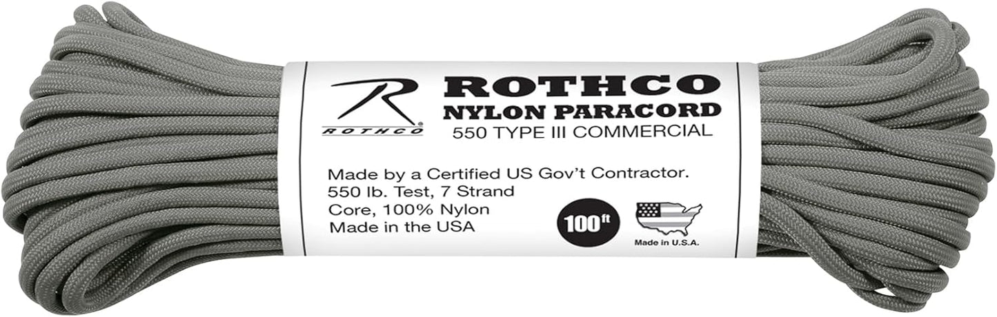 Rothco 550 Nylon Paracord, 100', Charcoal Grey