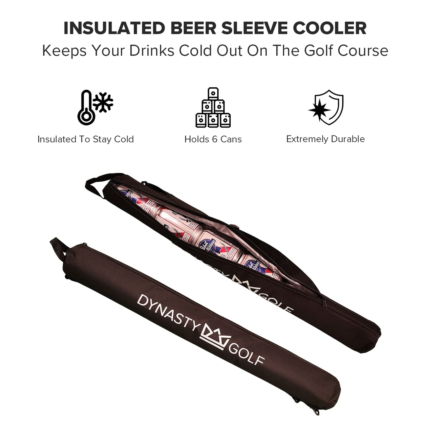 Insulated Golf Beer Sleeve For Golf Bag - Golf Beer Cooler For Golf Bag - 6 Beer Cooler For Bag - Golf Accessories Cooler - Golf Bag Beer Cooler