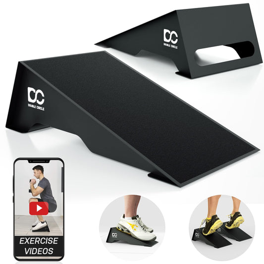 Double Circle Squat Wedge – Professional Squat Ramp for Weightlifting and Fitness – Squat Platform for Heel Elevated Squats and Calf Raises – Heavy-Duty Anti-Slip Squat Blocks