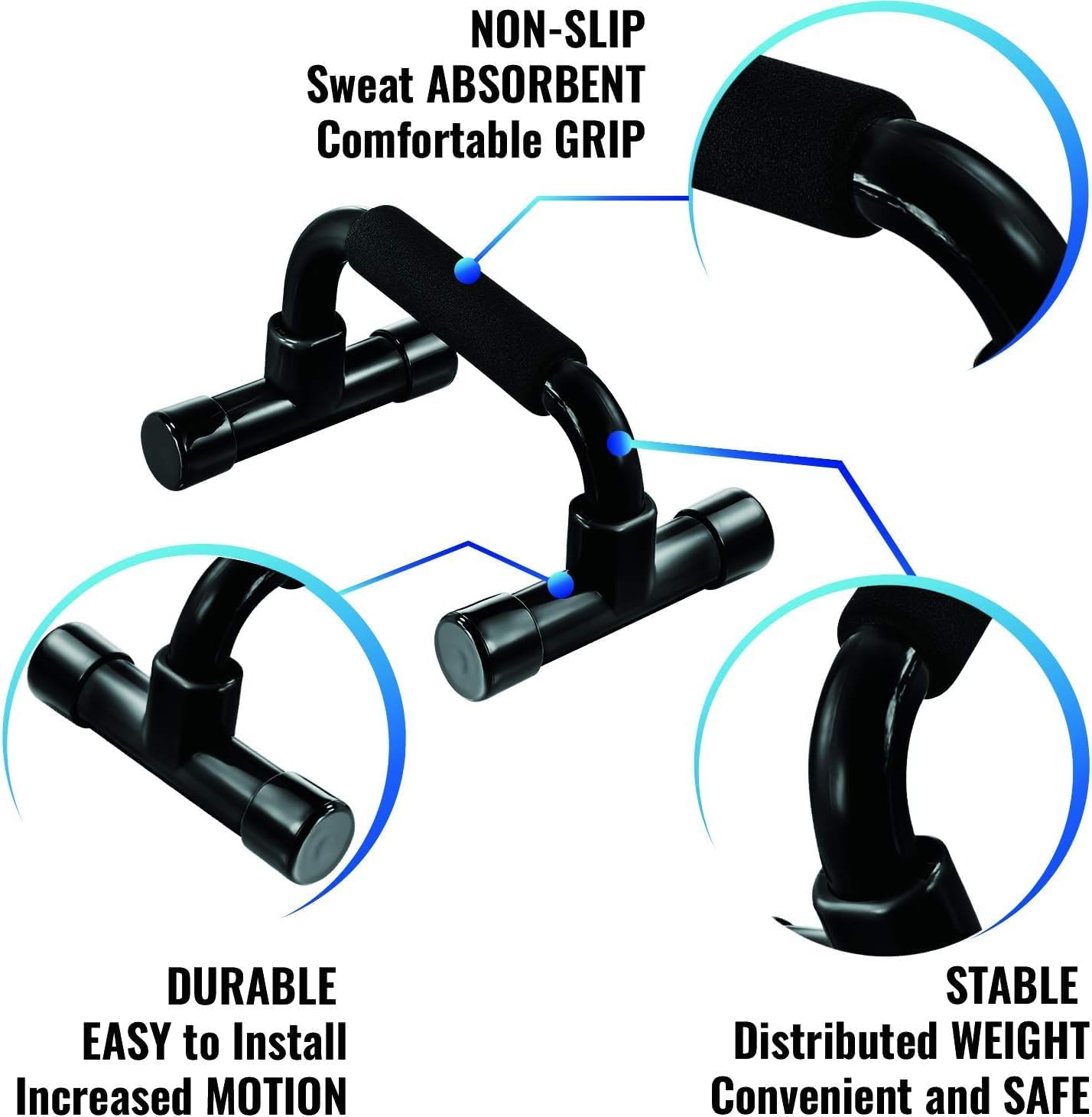 Push Up Bar Strength Training - Home Gym Exercise Equipment Push-up Stands with Cushioned Foam Grip Handles Non-Slip Sturdy Structure - Floor Workouts Fitness Calisthenics for Men Women