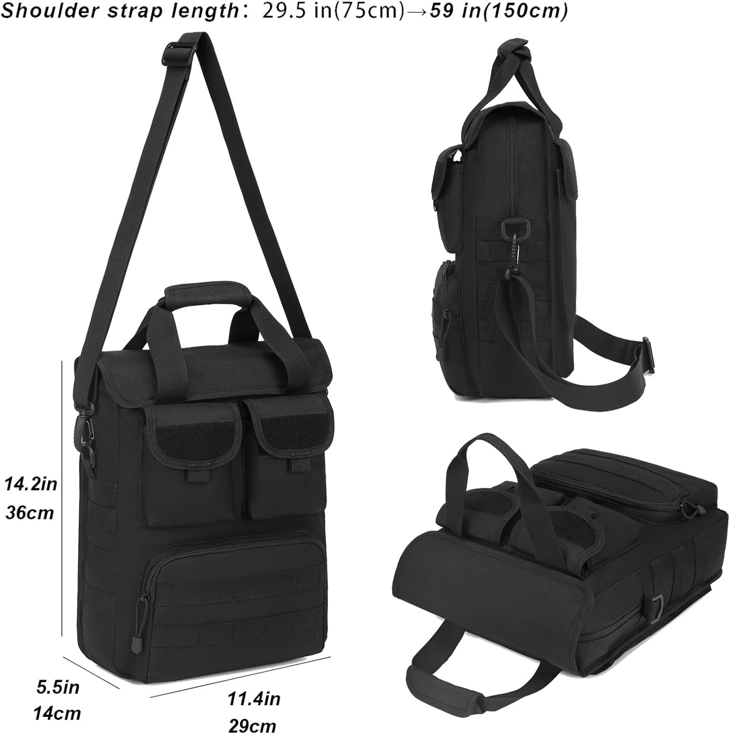 ArcEnCiel 12.9-14 Inch Laptop Tactical Messenger Bag Men MOLLE Sling Pack Briefcase Gear Handbags Utility Carry Satchel