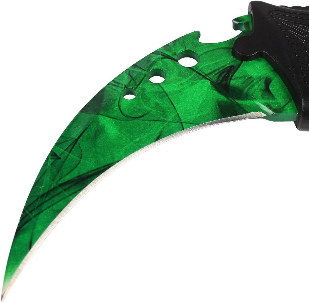 Andux Karambit with Holes Camping Hunting Tool with Cord ZD-02 (Grass Green)