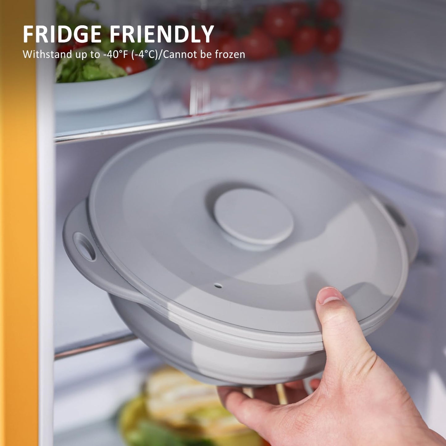 Jovilife Collapsible Bowl Set 64 oz Collapsible Salad Bowl Collapsible Bowl with Lid Silicone Foldable Bowl Camping Bowl Set (Grey), Large, Gray