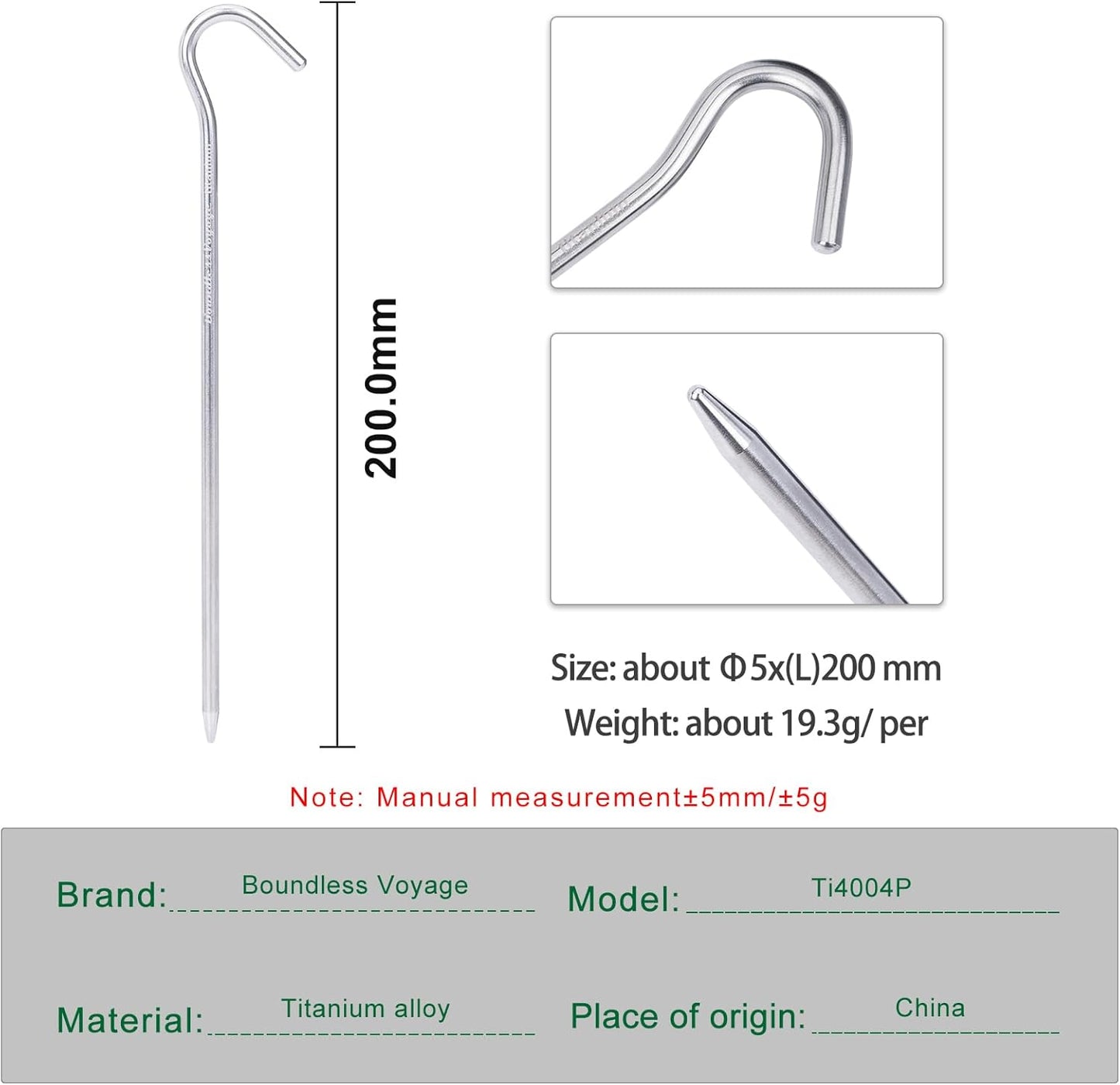 iBasingo Titanium Alloy Pegs Camping Tent Pegs Portable Elbow Grass Nail Tent Hardware