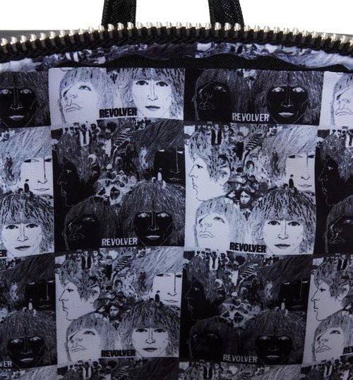 Loungefly Beatles Revolver Album Cover Mini Backpack with Record Coin Bag, Black, White