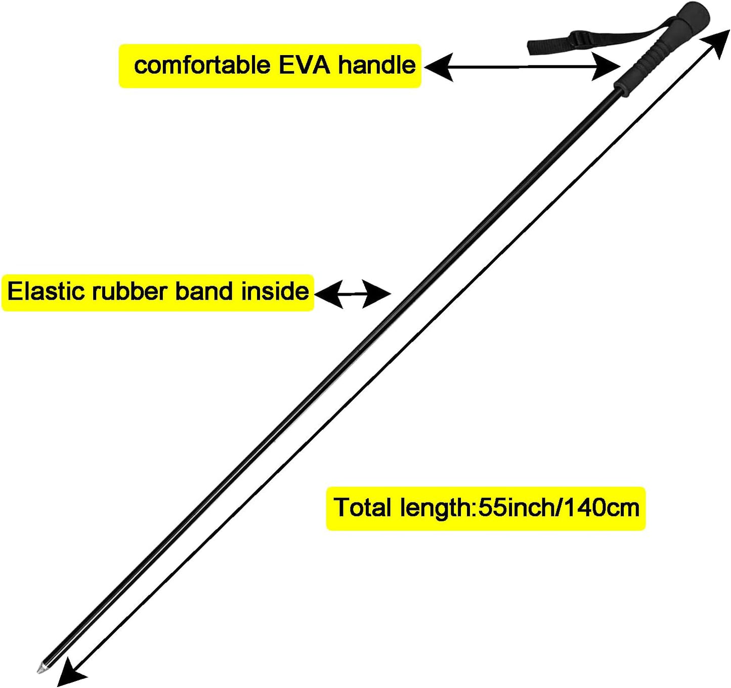 Aventik Fold-able Wading Staff Water Depth Safety Warning Sign Coated Stainless Steel Core T7075 Aluminum Body Corrosion Resistance