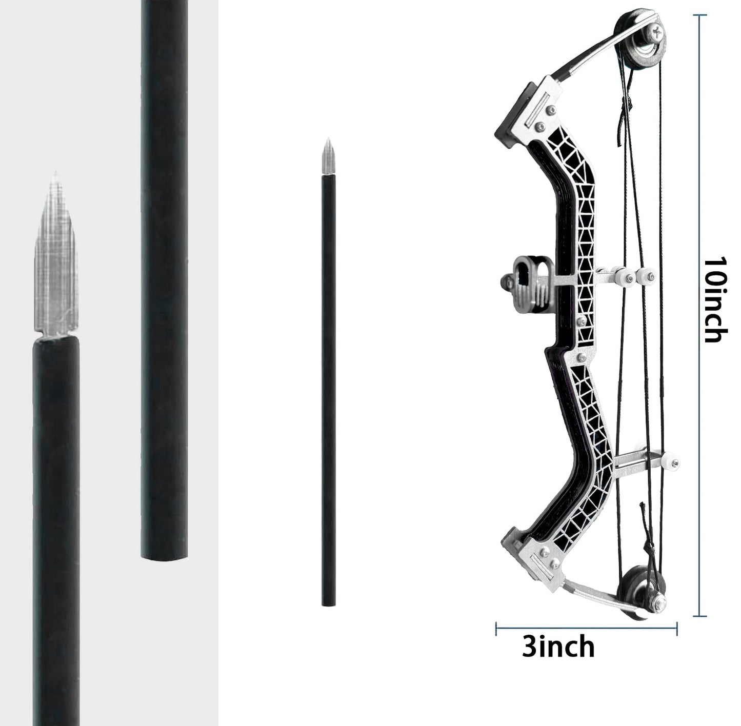 Archery Set Compound Bow Stainless Steel Training Bow Outdoor Sports Hunting Cool Stuff Professional Competition Black Style Length 10 inches
