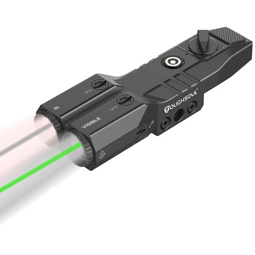 Mlok Picatinny Mounted Tactical Flashlight Green Laser 940nm IR Illuminator Flashlight IR Laser 4 in 1 Combo, TOUGHSOUL Low Profile Rechargeable Light for Rifle