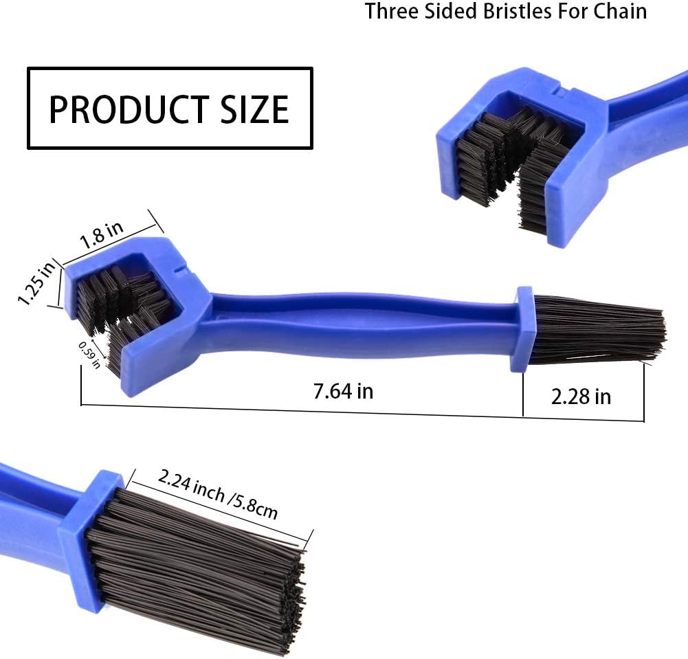 Motorcycle & Bike Chain Cleaner Tool Set – Bicycle Chain Gears Maintenance Cleaning Brush Kit for All Type Chain Gears（3 Kinds）