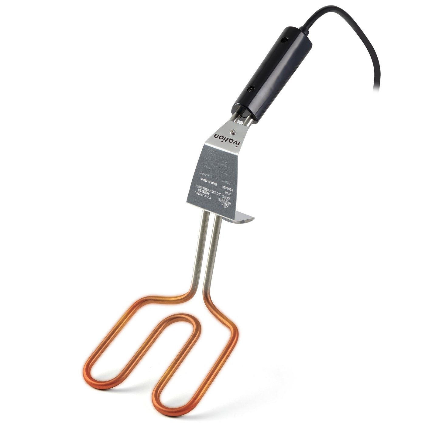 Ivation Premium 500W Electric Charcoal Starter (Small) – Quickly Ignite BBQ Grills Without Lighter Fluid or Matches – Double-Ring Design with Longer, Angled Handle Safely Heats in Just 6 Minutes