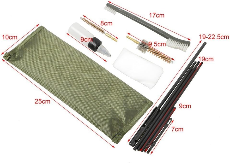 Rifle Gun Cleaning Kit Set Shotgun Cleaner Brush Rod Maintenance for .22cal .223 556 Caliber with Durable Pouch Accessories