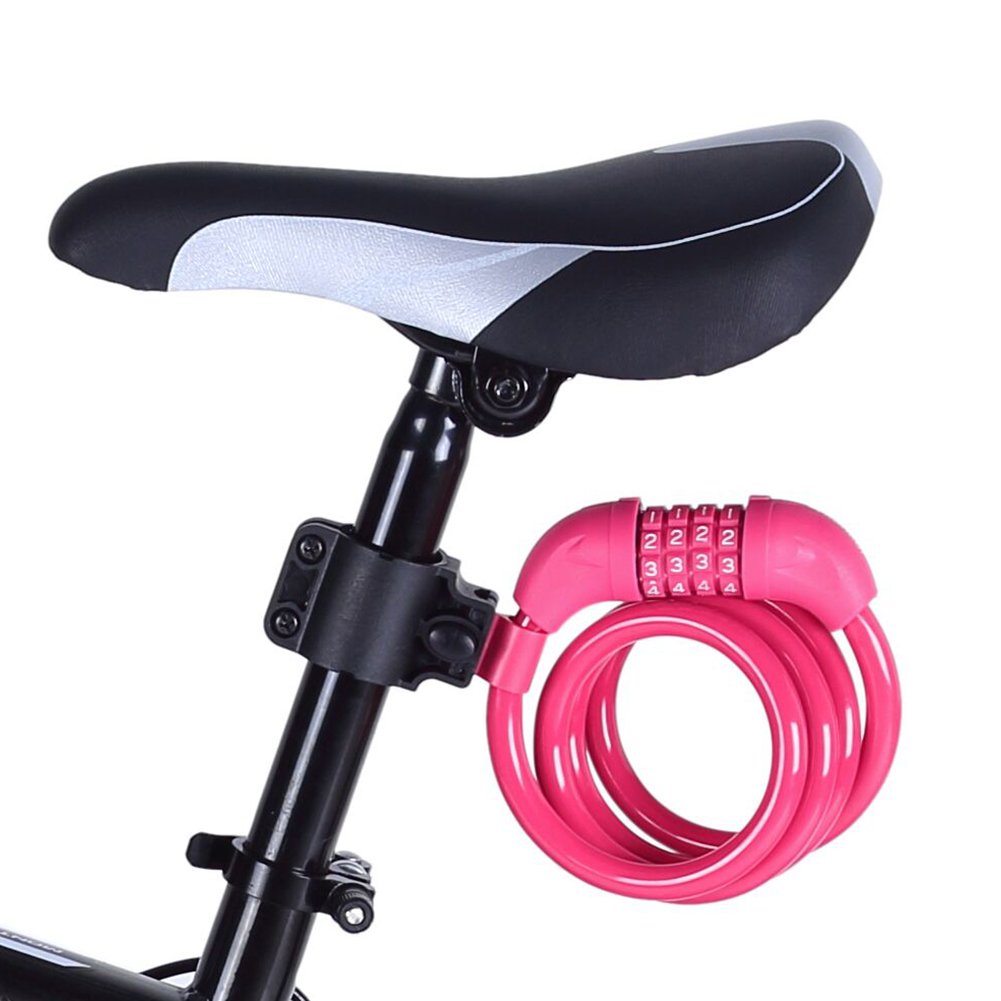 Titanker 2PCS Black Bike Cable Lock (8mm+12mm), 4 Feet Bike Cable Lock Basic Self Coiling Kids Bike Lock Combination with Complimentary Mounting Bracket