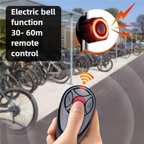 Multi-Functional Smart Bike Tail Light Alarm Bike Brake RED Light Auto ON/Off Anti Theft with Remote Waterproof Bicycle Alarm Rear Bike Light Bicycle Tail Light LED Rechargeable