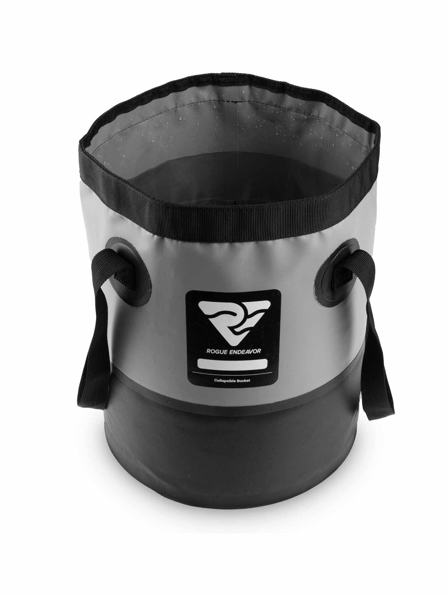 Rogue Endeavor Heavy Duty Collapsible Bucket 3 Gallon (15L), Mesh Bag, Beach and Salt Water Ready, Durable reinforced design with Metal Hardware (Black 3 Gallon (15L))