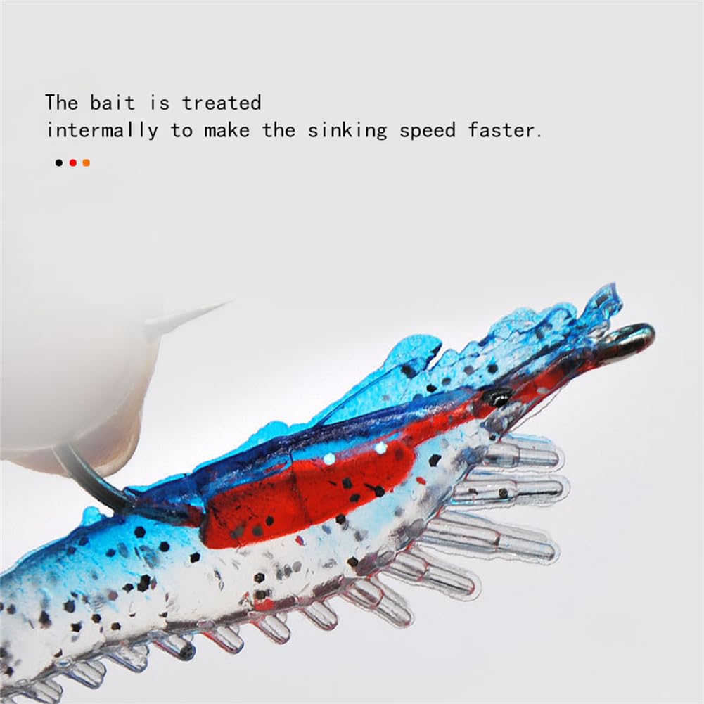 EYAKEG Pre-Rigged Shrimp Crawfish Soft Plastic Fishing Lures, Premium Durable Swimbaits for Freshwater Saltwater, Fishing Jigs for Bass- Amazing Fishing Gifts- Store Separately, Prevent Melting