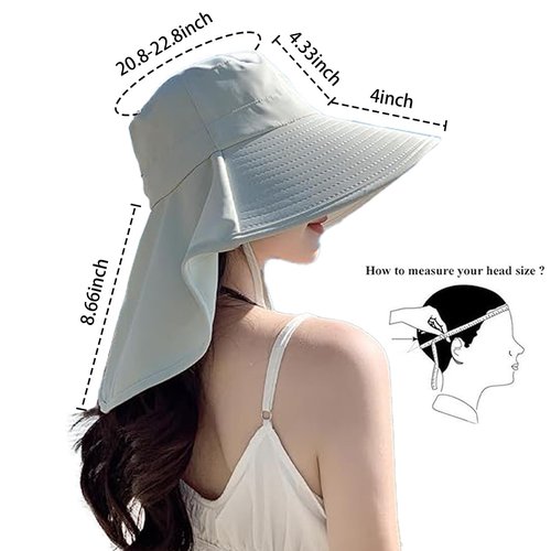 Sun Hat for Women with Neck Flap Ponytail Hole Women Sun Hat Rollable UV Protection Fishing Hat Wide Brim UPF 50+(Purple)