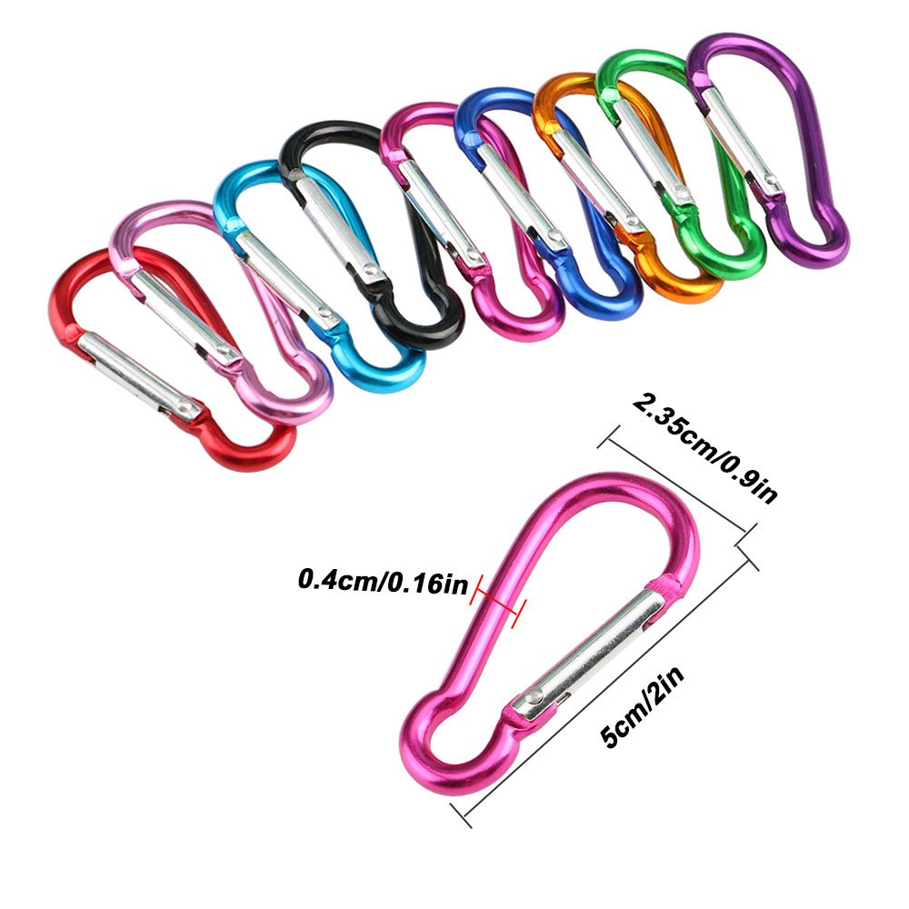 FULARR 20Pcs 5cm Locking Carabiner, Gourd-Shape Mini Carabiner Keychain, Aluminum Alloy Carabiner Snap Hook and Clip Hook, for Attaching Equipment to Backpack or Belt –– Not for Climbing!