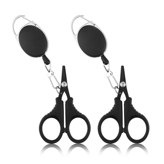 2 PCS Fishing Scissors with Retractable Buckles, Fishing Line Cutter for Braided Line, Cutter Stainless Steel with Teflon Coated Fishing, Fishing Accessories Tools for Saltwater Freshwater