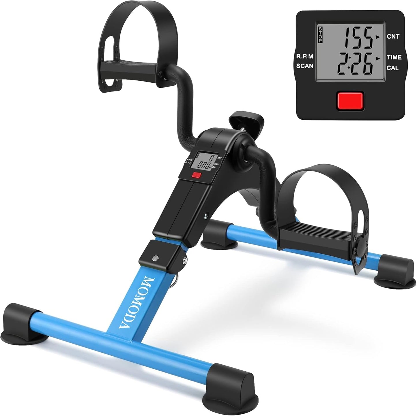 MOMODA Under Desk Pedal Exerciser Mini Bike for Leg/Arm - Foldable Peddler with LCD Display for Home/Office