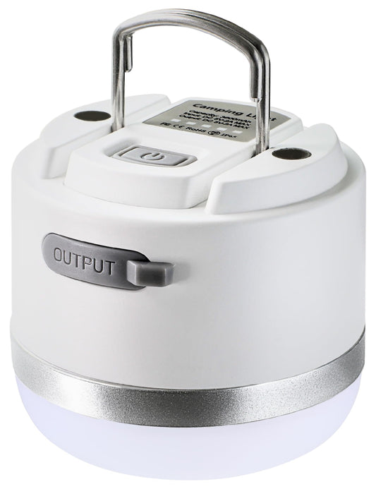 Joyzy Rechargeable LED Camping Lantern - 5 Light Modes, 600lm Outdoor Light, Mini Hanging Lamp for Fishing, Car or House Emergency Kit (White)