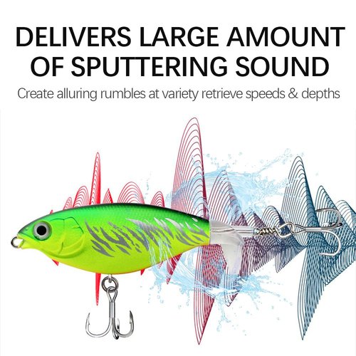 MTKZKAF Top Water Fishing Lures Whopper Popper Fishing Lure for Bass topwater 3D Eyes Bait with Propeller Tail for Catfish,Pike Perch Floating Pencil Bass Freshwater or Saltwater
