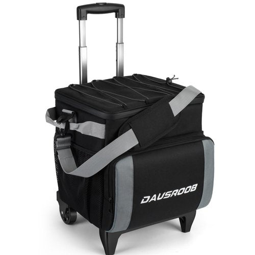 Rolling Cooler with Wheels, Heavy Duty Leakproof Soft-Sided Ice Chest, 12Hrs Ice Retention & Enhanced Stability Wheeled Coolbag, Insulated Travel Cooler for Camping,Grocery,Beach,Outdoor (Black/Gray)