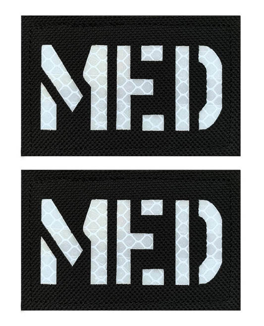 Antrix 2 Packs MED IR Infrared Reflective Medic Patch Tactical Medical EMT EMS and Paramedics Patch for Doctor Nurse Medics Staff Armband Jackets Clothes EDC Pouch First Aid Rescue Kit-Black