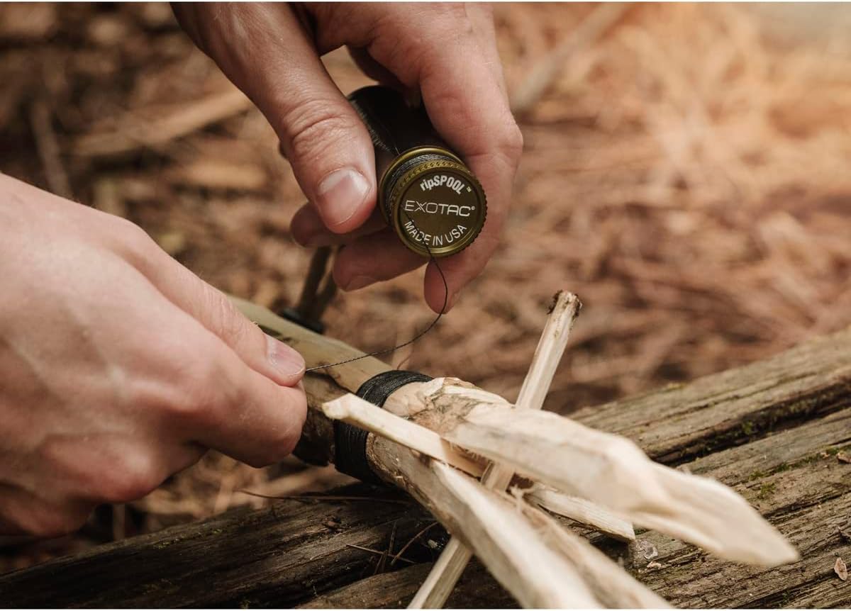 Exotac ripSPOOL Lightweight Bushcraft and Survival Complete Field Repair Kit and FireCord Lanyard for First Aid, Fire-Starting, Tool Creation, Fishing, and Navigation Tasks, Made in The USA