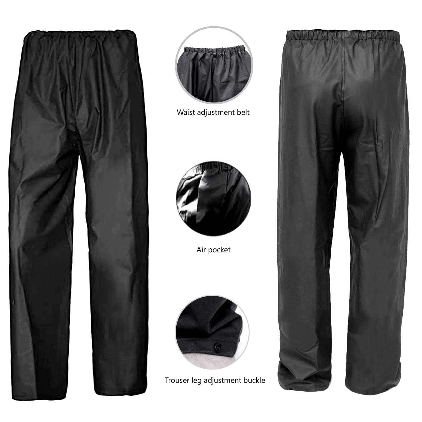 Rain Suit for Men Classic Rain Gear Waterproof Rain Coats Hooded Man's Rainwear Fishing Rain Jacket and Rain Pants (M, Black)
