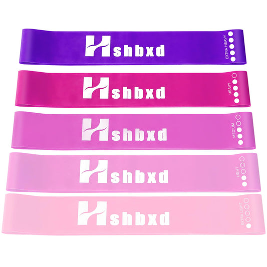 Resistance Loop Exercise Bands for Working Out Women and Men, Pack of 5 Different Resistance Levels Exercise Bands for Home Fitness, Physical Therapy, Strength Training, Yoga (Gradient Pink)