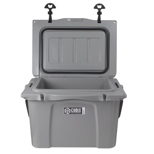 Cubix Outdoors Viva 25QT Portable Rotomolded Hard Cooler, 5-Day Ice Cold Retention, Insulated Coolers, Ice Chest with Cup Holders & Bottle Opener, Ideal for Beach, Picnics, Camping, Cloud Grey